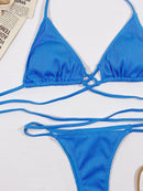 Ensemble de Bikini Côtelé Croisé à Dos Nu