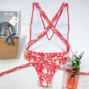 Maillot de bain une pièce noué en V profond à col licou