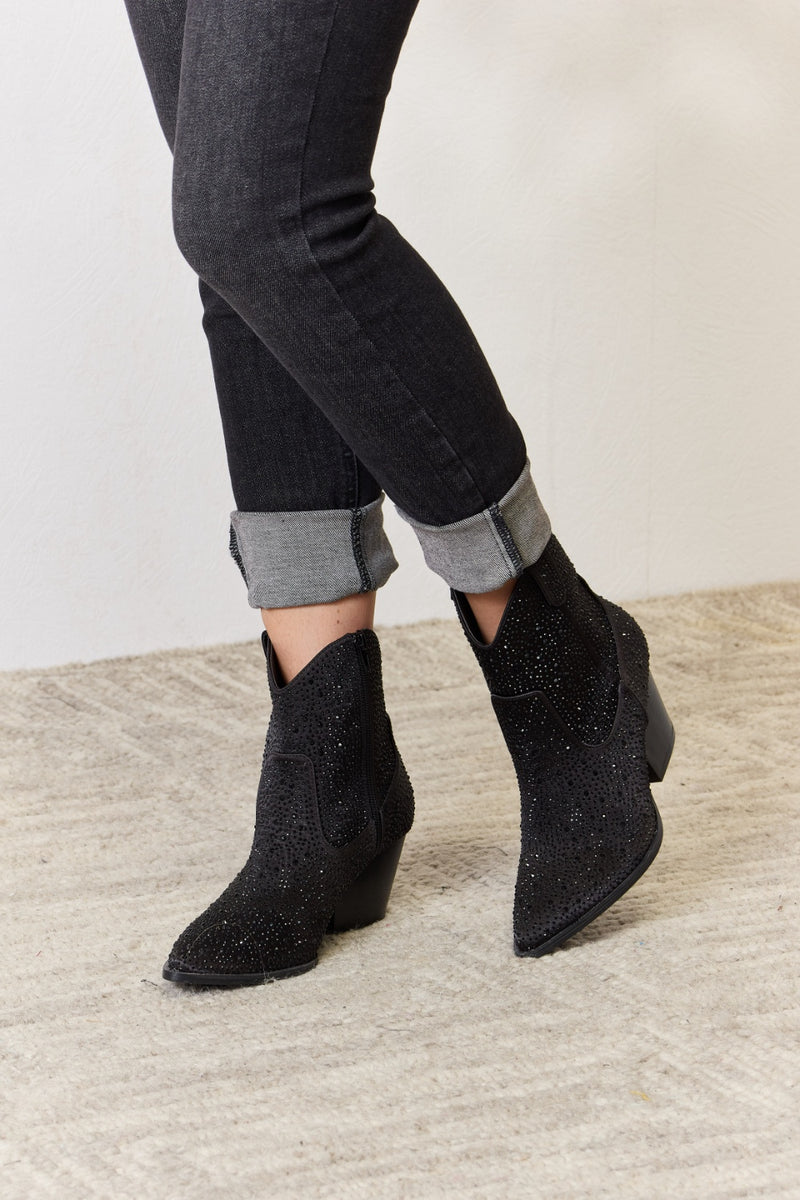 Botas camperas tobilleras con diamantes de imitación de East Lion Corp