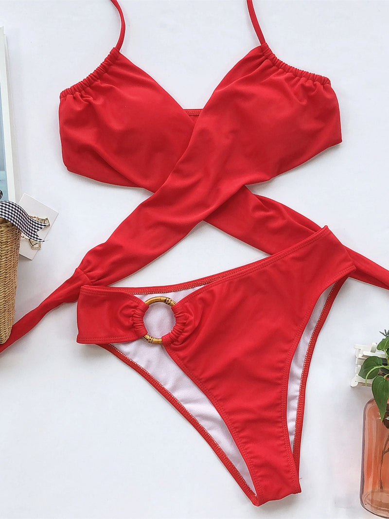 Ensemble de bikini deux pièces à col licou