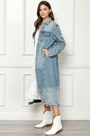 Veveret Veste boutonnée pleine taille avec ourlet brut et détails de perles