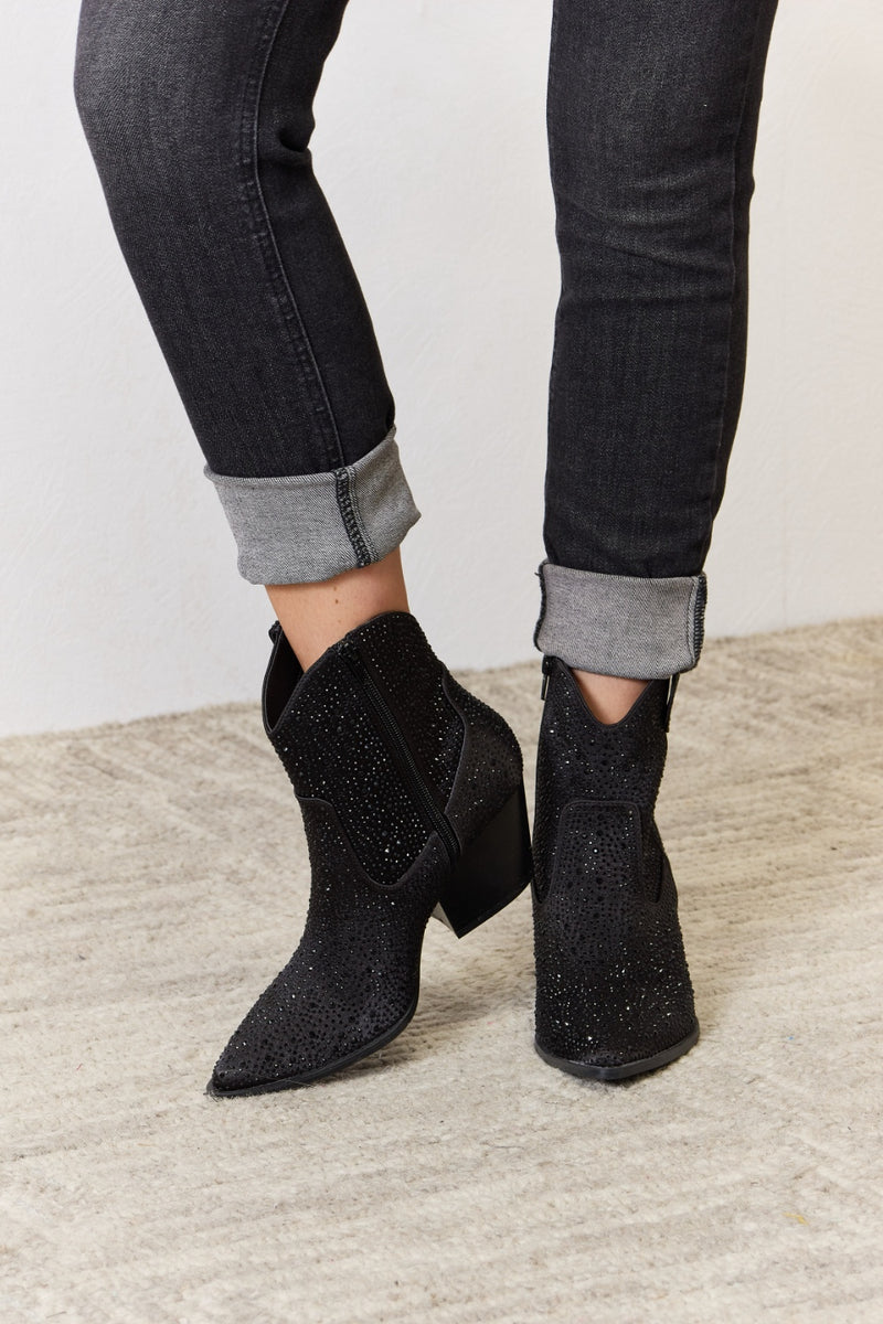 Botas camperas tobilleras con diamantes de imitación de East Lion Corp