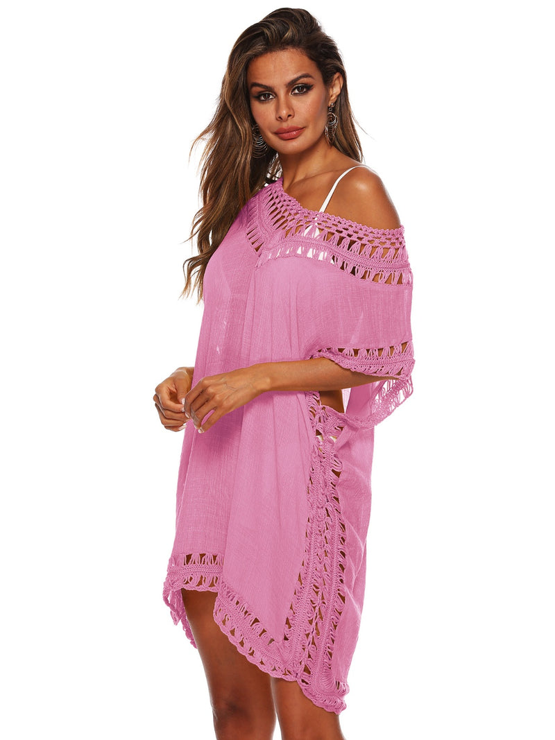 Cutout V-Neck Short Sleeve Cover-Up