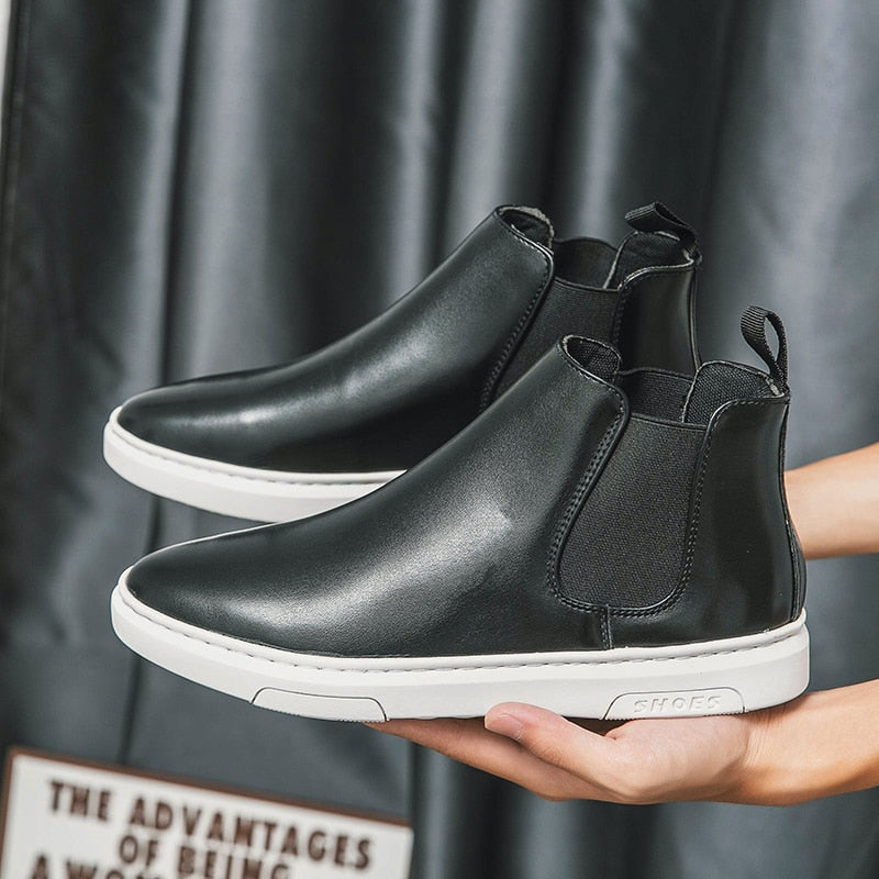 Botas Chelsea de piel sintética con suela plana para hombre 