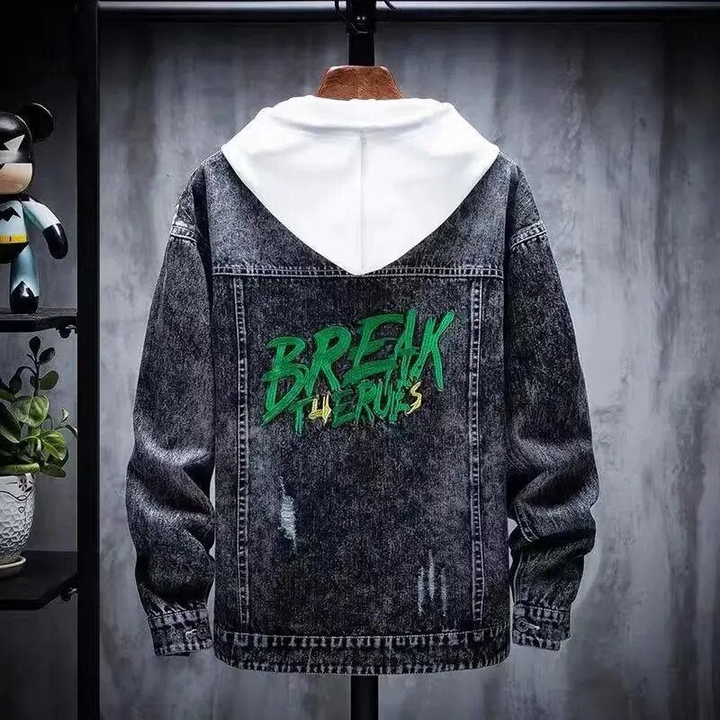 Men's Fall Korean Embroidery Denim Jacket