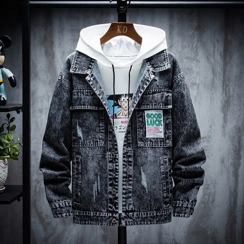 Men's Fall Korean Embroidery Denim Jacket