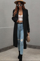 Waffle Knit Open Front Duster Cardigan With Pockets