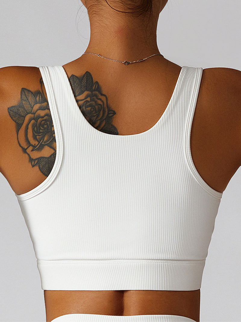 Basic Bae Ribbed Square Neck Cropped Active Tank