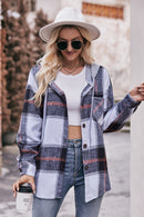 Mandy Plaid Dropped Shoulder Hooded Jacket