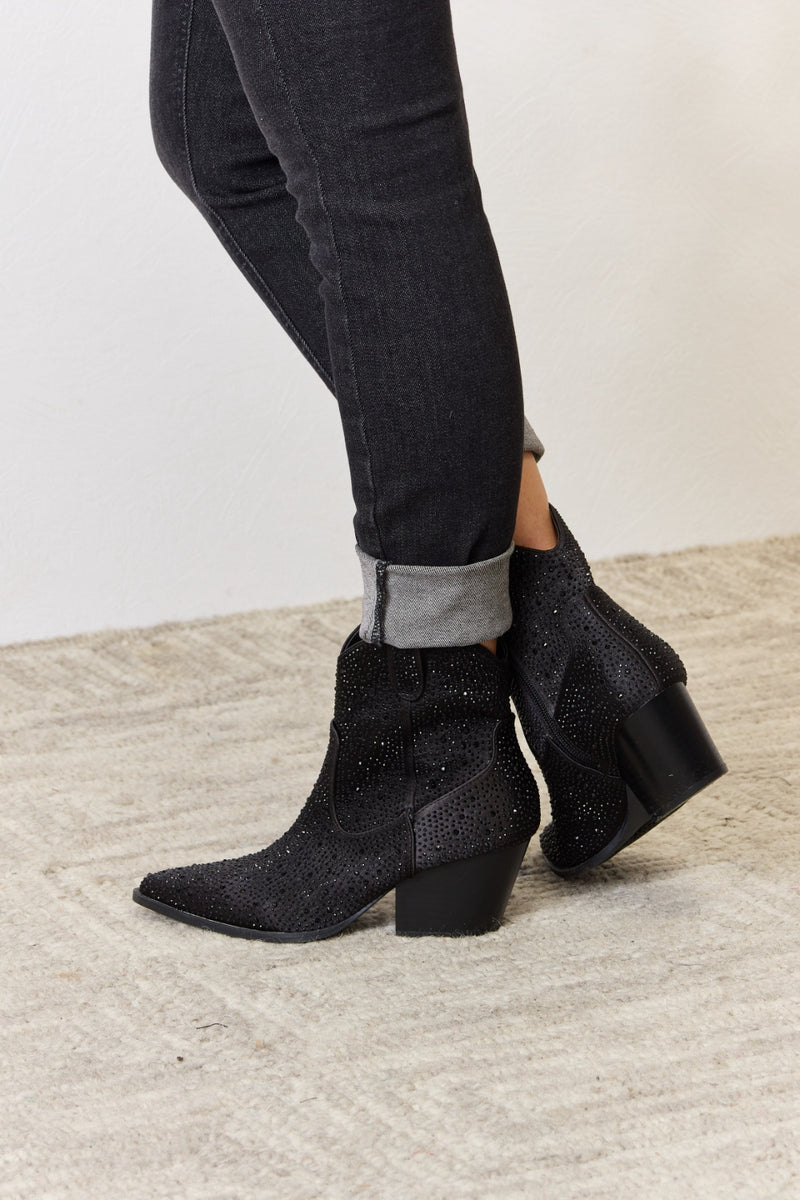 Botas camperas tobilleras con diamantes de imitación de East Lion Corp