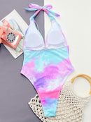 Maillot de bain une pièce à col licou et tie-dye