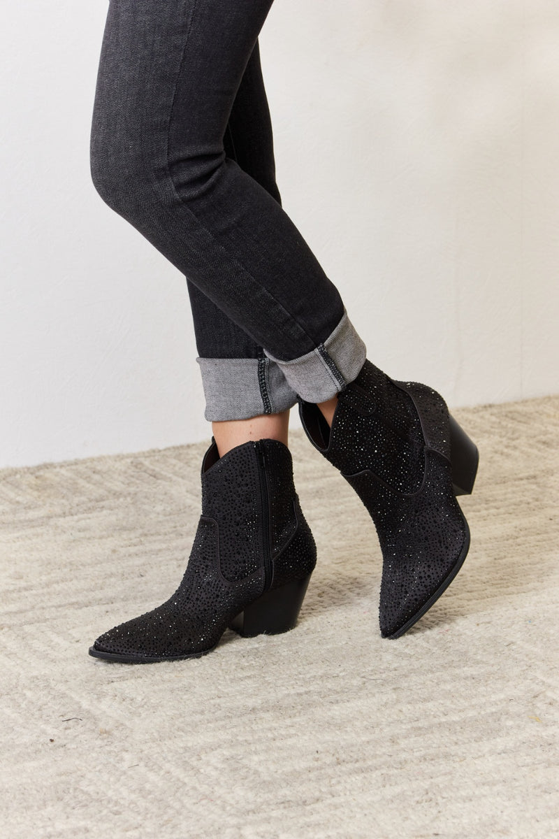 Botas camperas tobilleras con diamantes de imitación de East Lion Corp