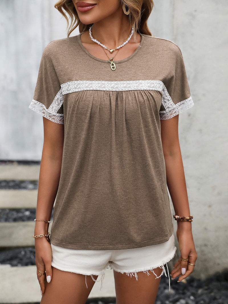 Contrast Round Neck Short Sleeve Tee