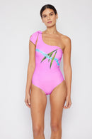 Marina West Swim Vacay Mode Maillot de bain une épaule en rose œillet