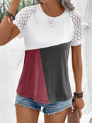 T-shirt à col rond et manches raglan color block