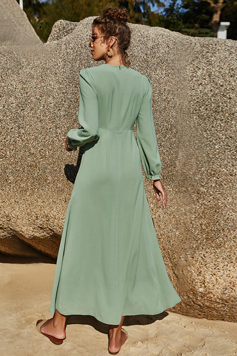 Robe volantée à manches bouffantes