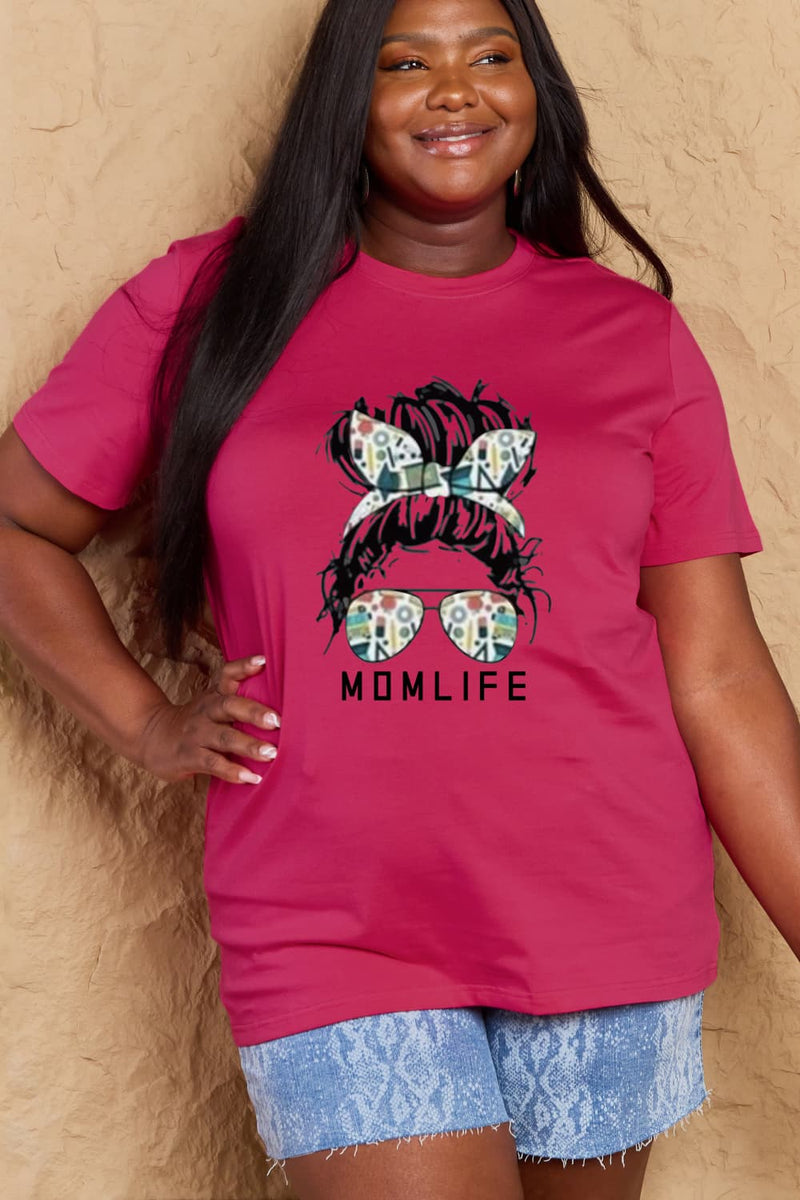 T-shirt en coton graphique Simply Love MOM LIFE pleine taille