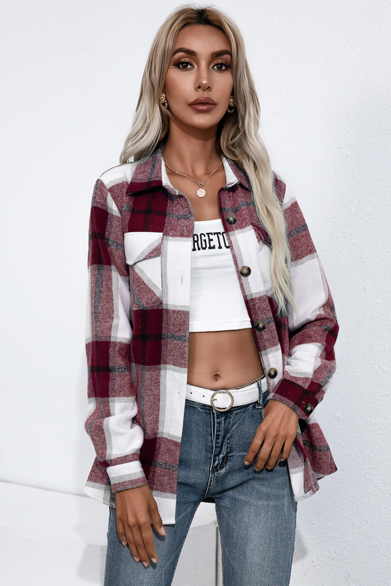 Chemise boutonnée en flanelle à carreaux