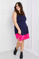 Yelete Mini vestido sin mangas de dos tonos de tamaño completo con bolsillos