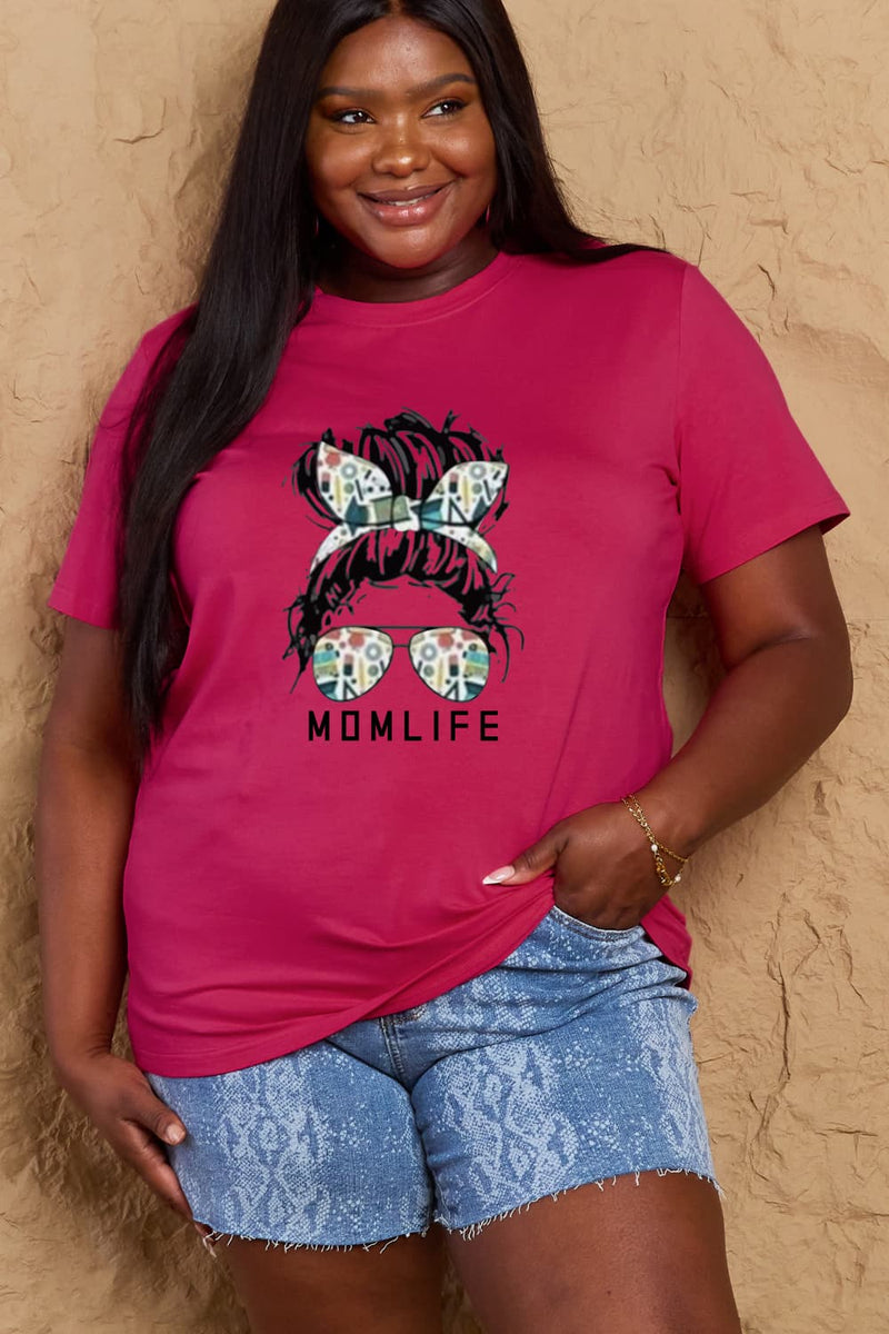 T-shirt en coton graphique Simply Love MOM LIFE pleine taille