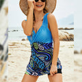 Ensemble robe de bain froncée imprimée et bas de bain