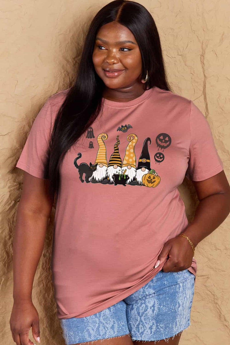 Camiseta de algodón con estampado de tema de Halloween de tamaño completo de Simply Love