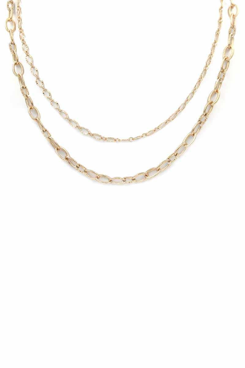 2 Layered Metal Chain Necklace - AM APPAREL
