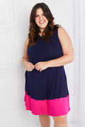 Yelete Mini vestido sin mangas de dos tonos de tamaño completo con bolsillos