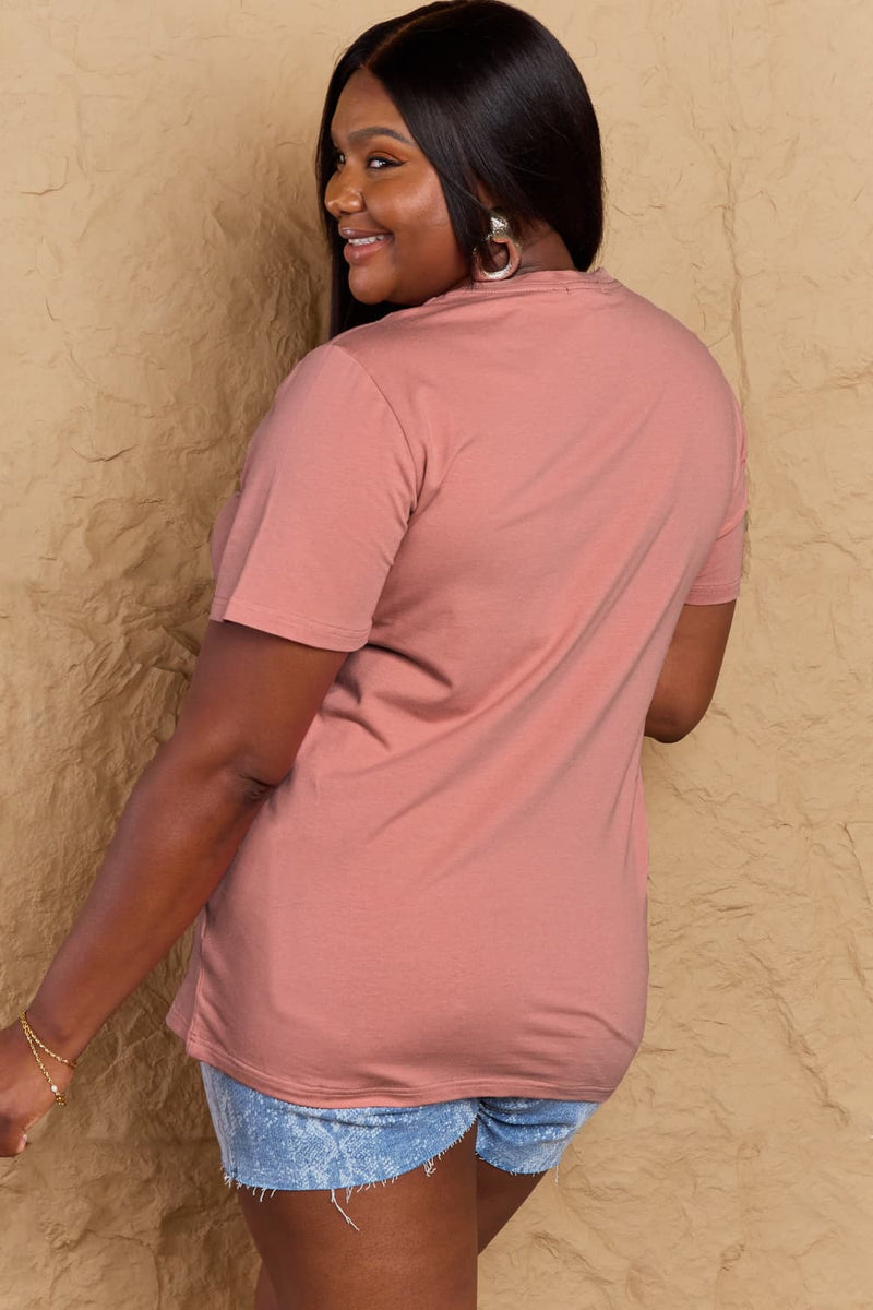 Simply Love Camiseta de algodón gráfica de tamaño completo AUNTICORN COMO UNA TÍA NORMAL PERO MÁS IMPRESIONANTE