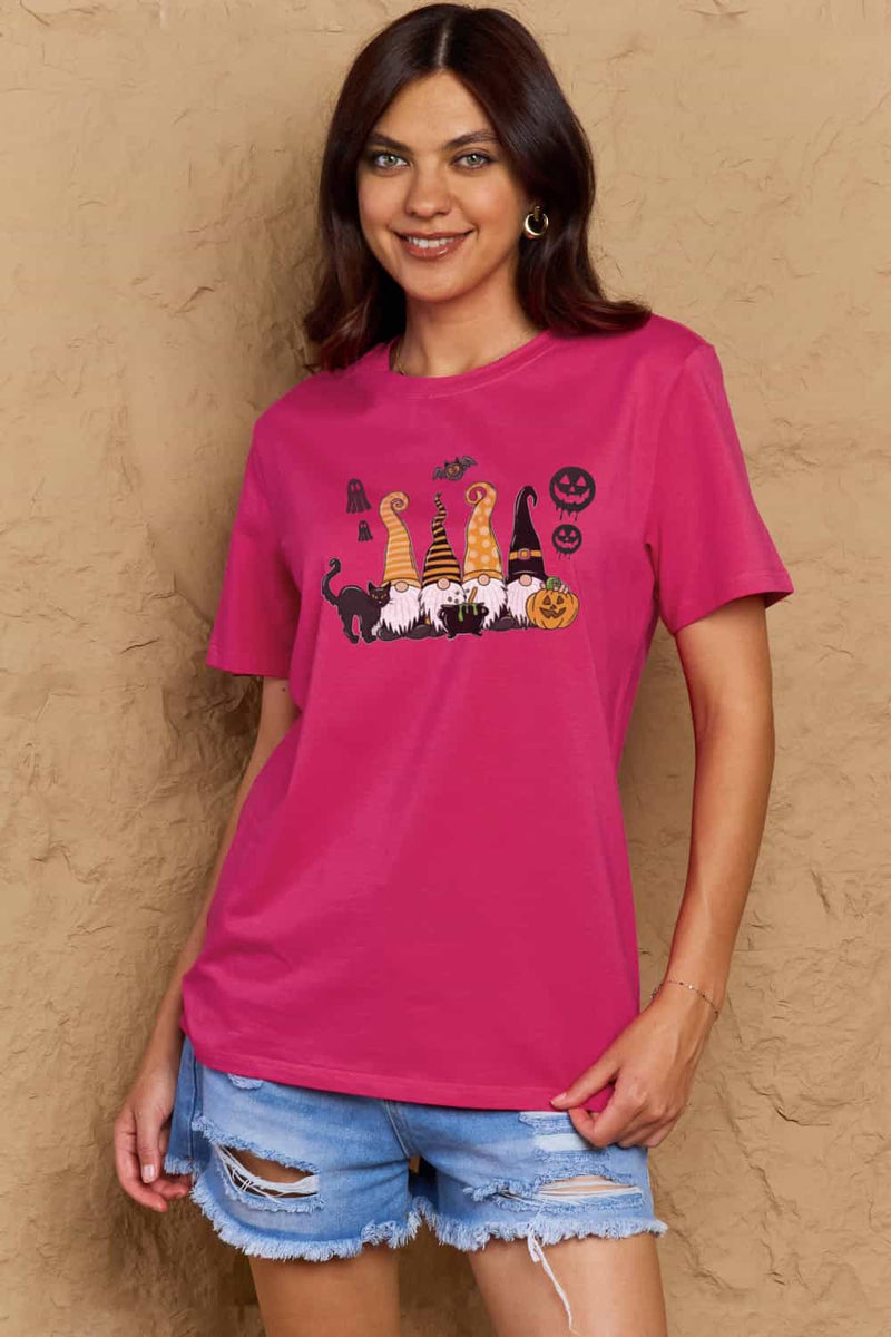 Camiseta de algodón con estampado de tema de Halloween de tamaño completo de Simply Love