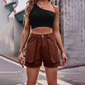 Buttoned Cargo Denim Shorts