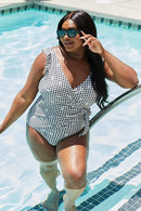 Marina West Swim - Maillot une-pièce flottant à volants en faux cache-cœur en noir