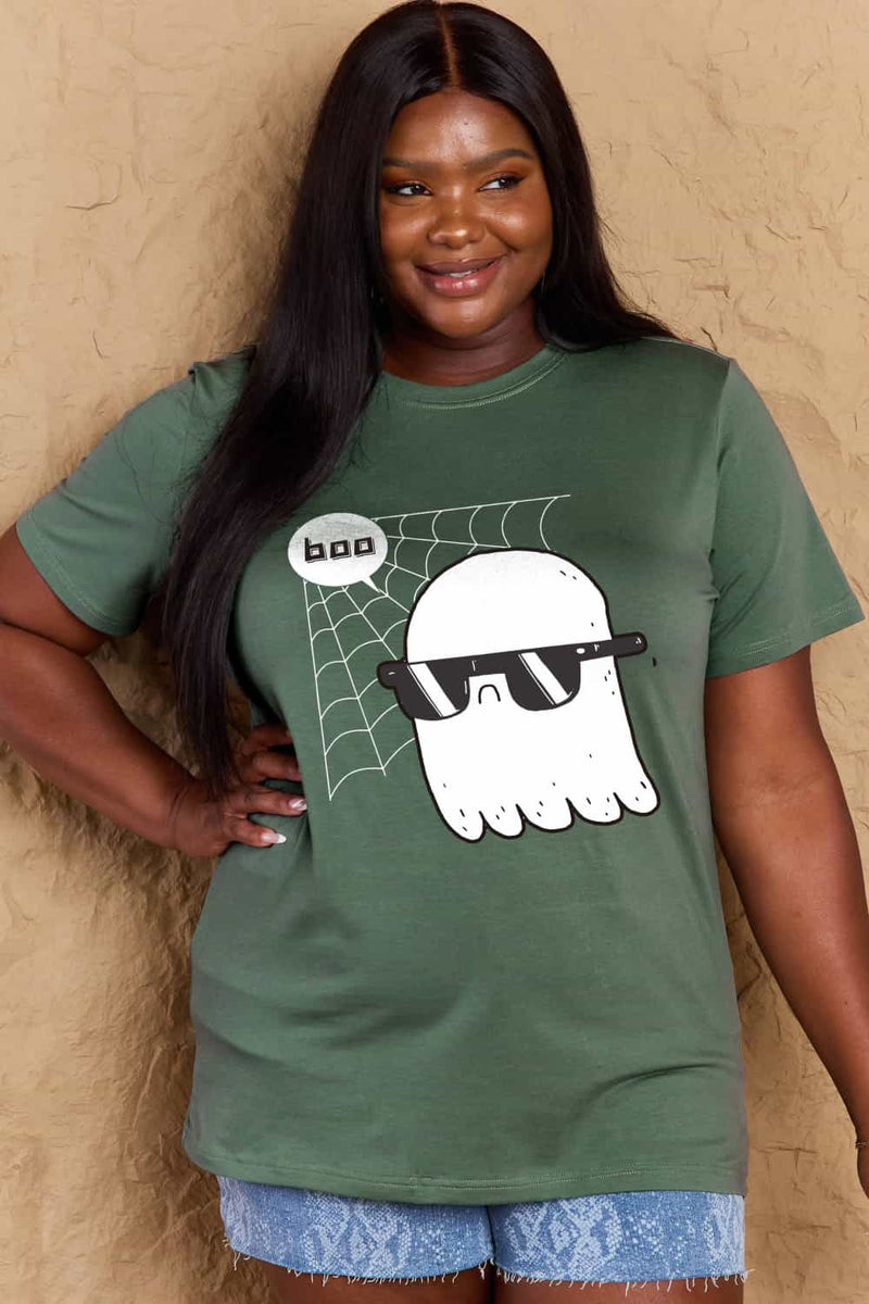 Camiseta de algodón con gráfico BOO de tamaño completo de Simply Love