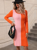 Vestido estilo suéter con abertura en contraste