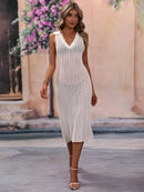 Robe cache-coeur ajourée à col Johnny