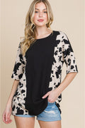 BOMBOM Rodeo Love Camiseta acanalada con contraste de animales