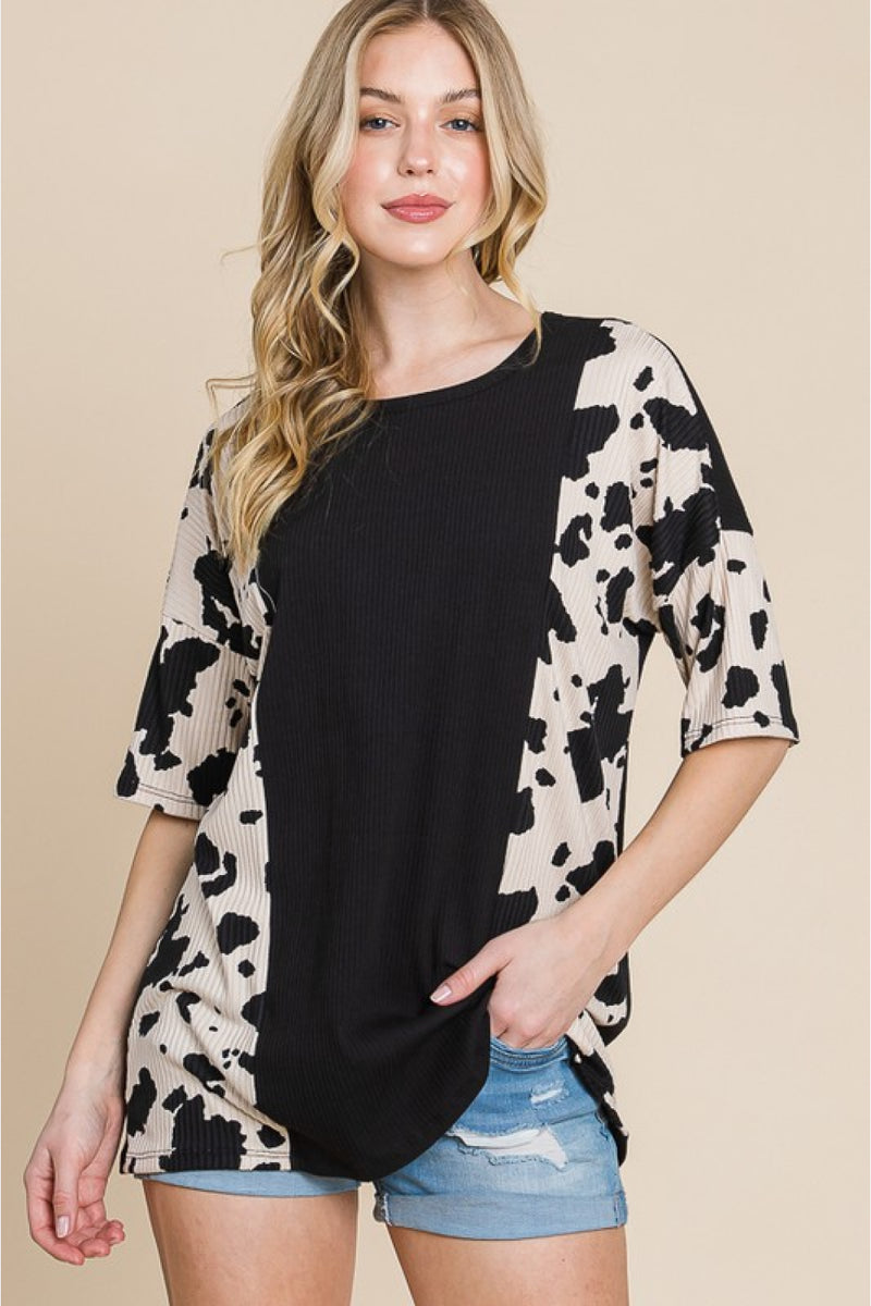 BOMBOM Rodeo Love Camiseta acanalada con contraste de animales