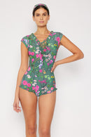 Marina West Swim - Bring Me Flowers - Maillot de bain une pièce à col en V - Sauge