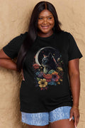 Camiseta de algodón con estampado de gato de tamaño completo de Simply Love