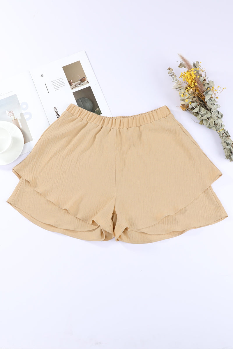 Shorts con cintura elástica en capas