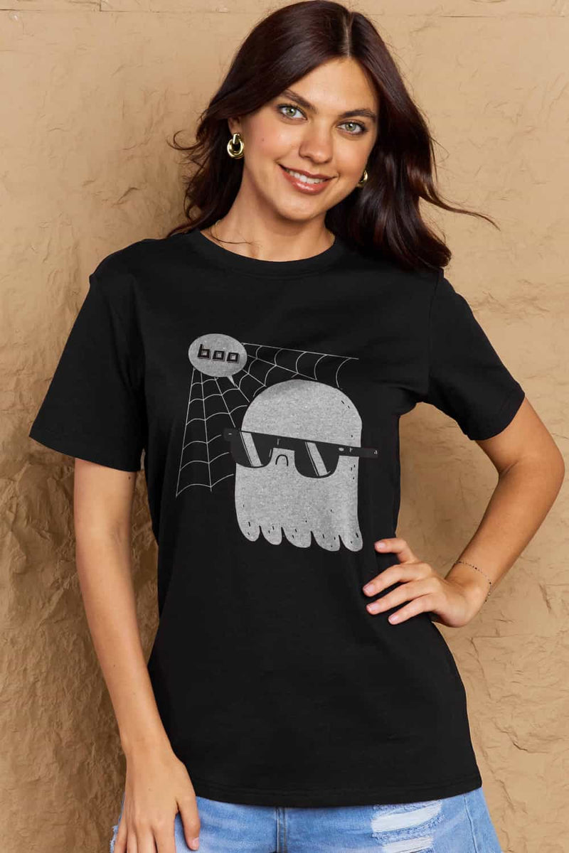 Camiseta de algodón con gráfico BOO de tamaño completo de Simply Love