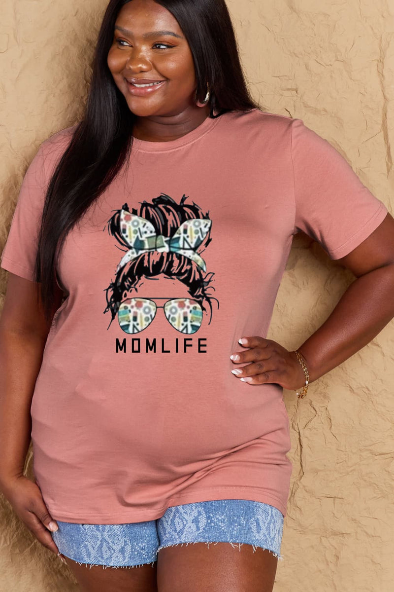 T-shirt en coton graphique Simply Love MOM LIFE pleine taille