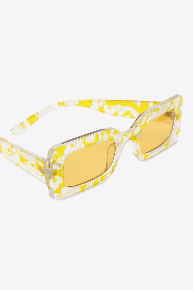 Lunettes de soleil rectangulaires en polycarbonate écaille de tortue