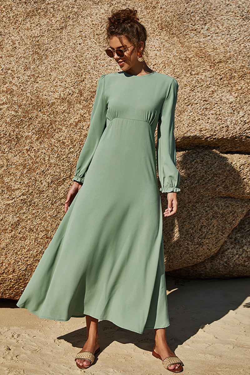 Robe volantée à manches bouffantes