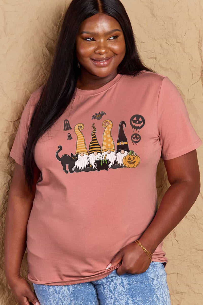 Camiseta de algodón con estampado de tema de Halloween de tamaño completo de Simply Love