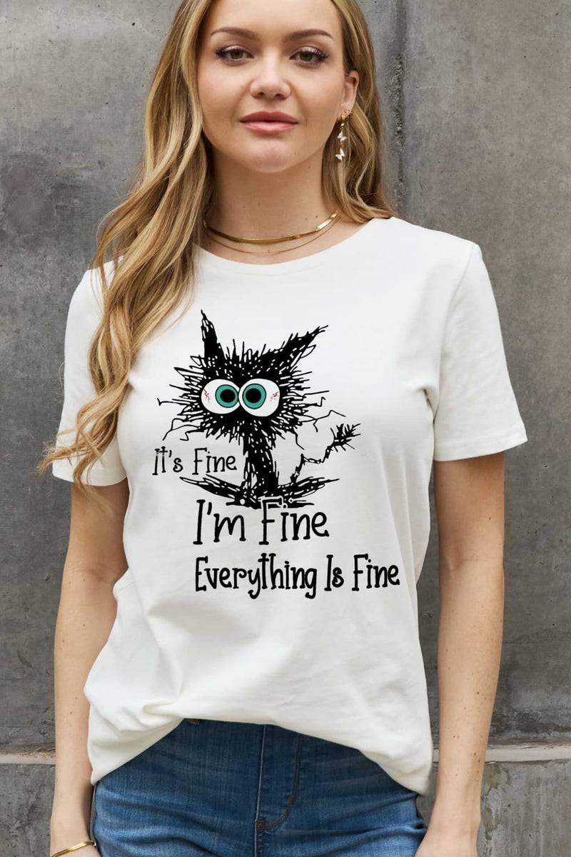 Simply Love Full Size IT‘S FINE IT‘S FINE EVERYTHING IS FINE Graphic Cotton Tee