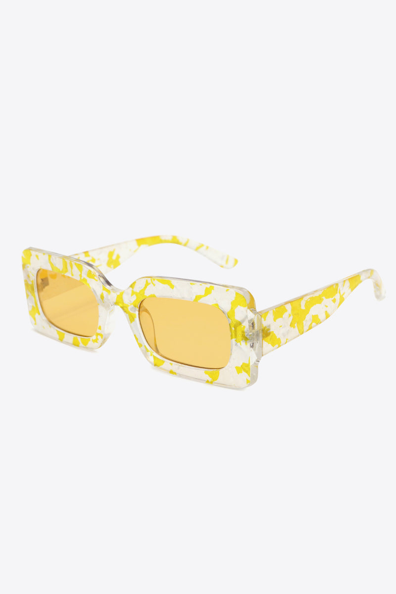 Lunettes de soleil rectangulaires en polycarbonate écaille de tortue