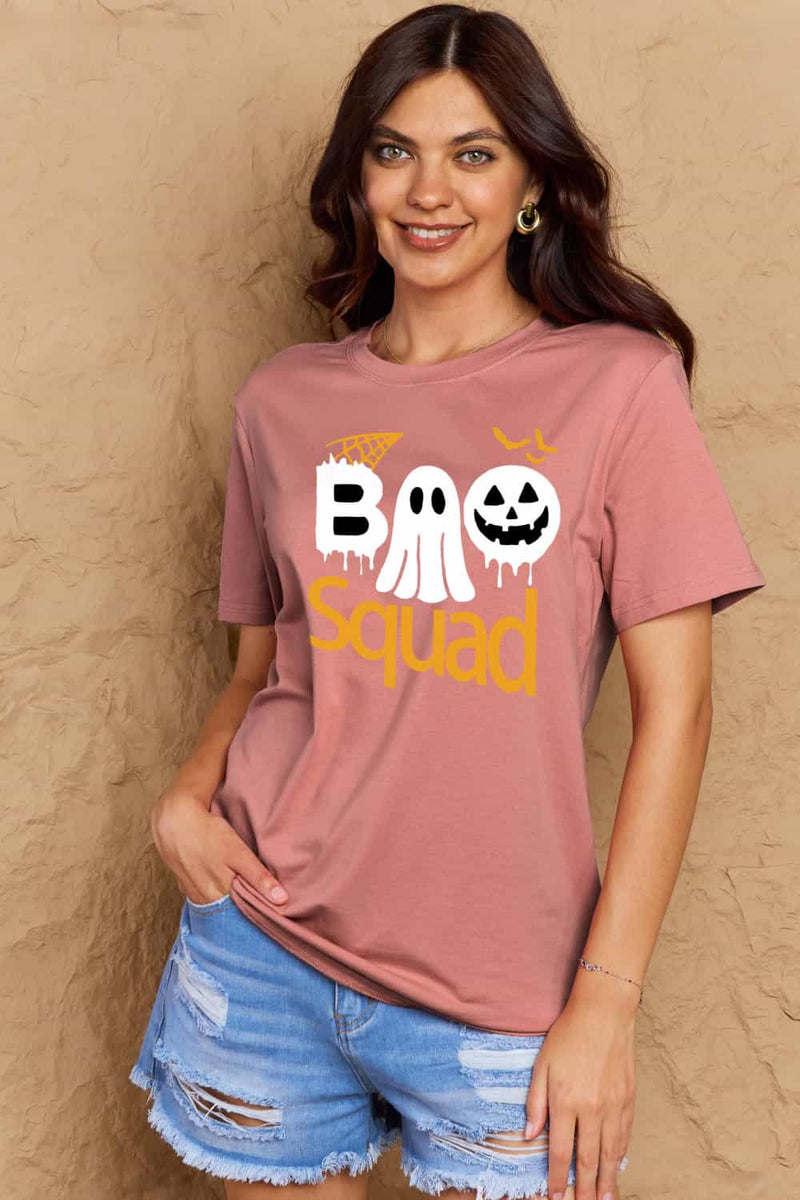 Simply Love T-shirt en coton graphique BOO SQUAD pleine taille