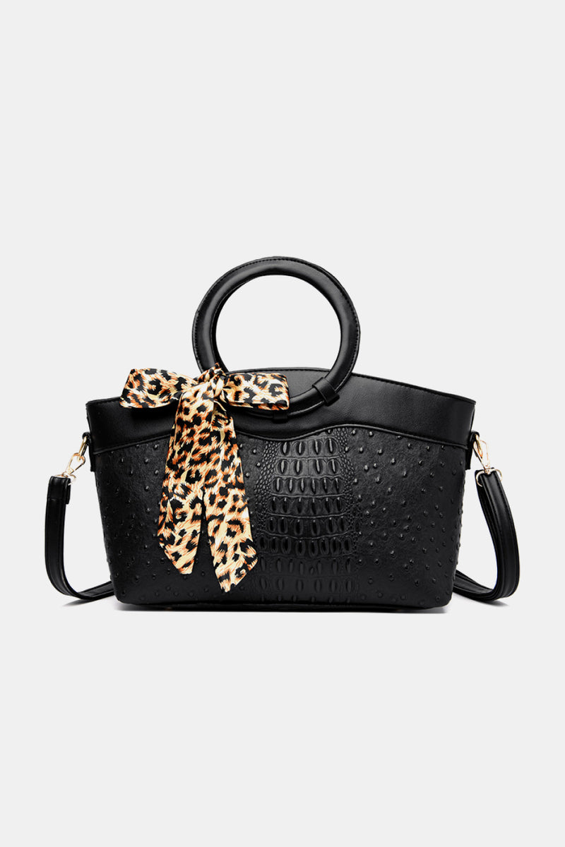 PU Leather Leopard Tie Shoulder Bag