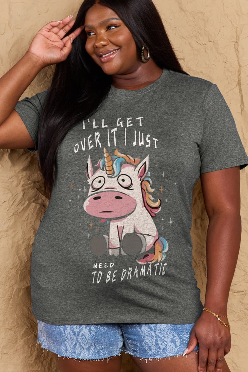 Simply Love Tamaño completo LO SUPERARÉ SÓLO NECESITO SER DRAMÁTICO Camiseta de algodón gráfica